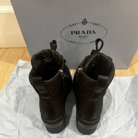 Prada Women's Calzature Donna Re Nylon Combat Black Lace-Up Ankle Boots Size 35 - Picture 7 of 10